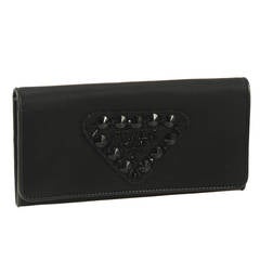 New Black Satin Beaded Prada Evening Triangle Wallet