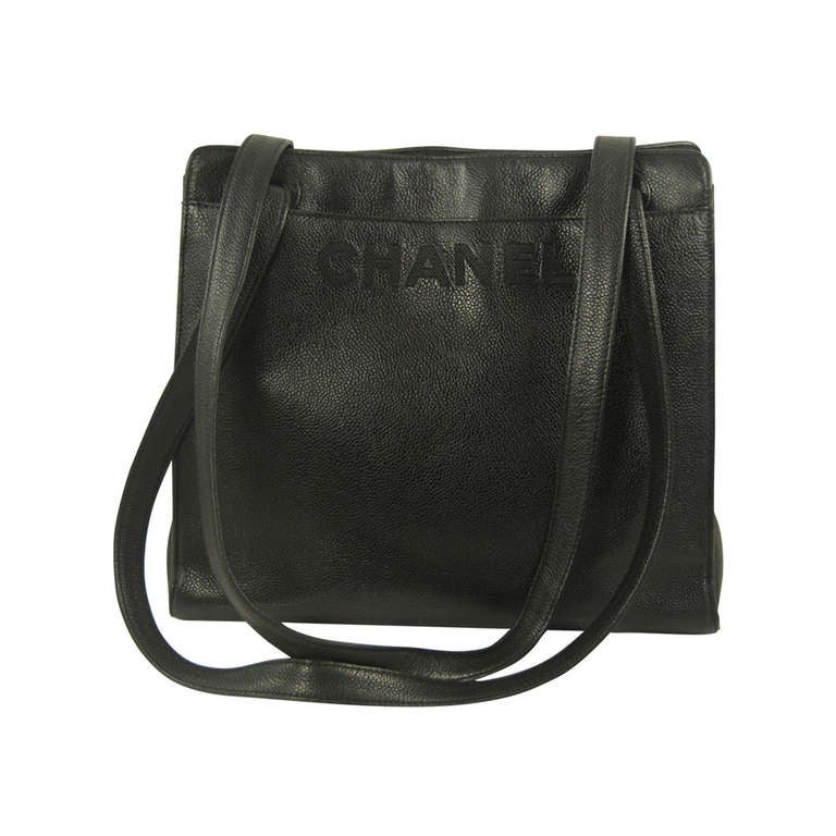 Chanel Black Cavier Leather Shoulder Bag For Sale
