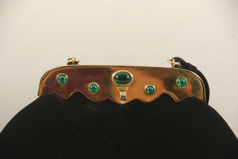 Black Mid-Century Koret Jeweled Frame Evening Bag For Sale