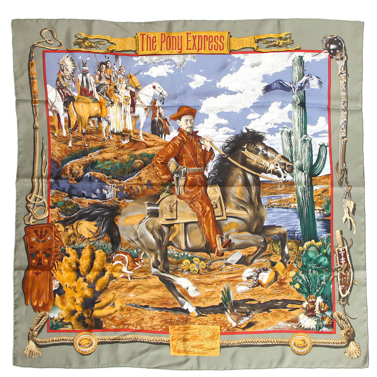 1990s Hermes Pony Express Scarf For Sale