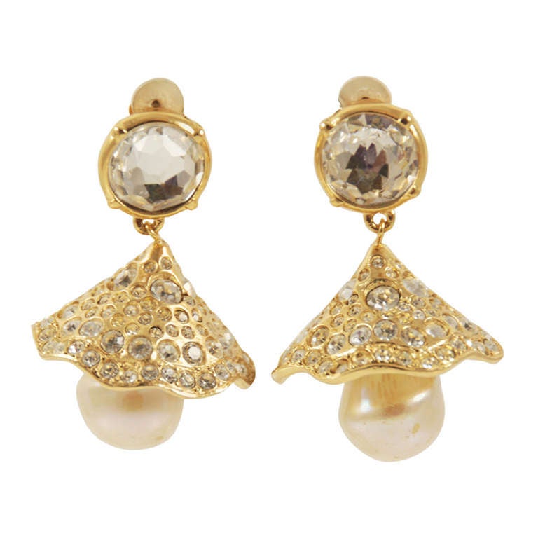 Dramatic Yves St Laurent Chandelier Rhinestone Earrings For Sale