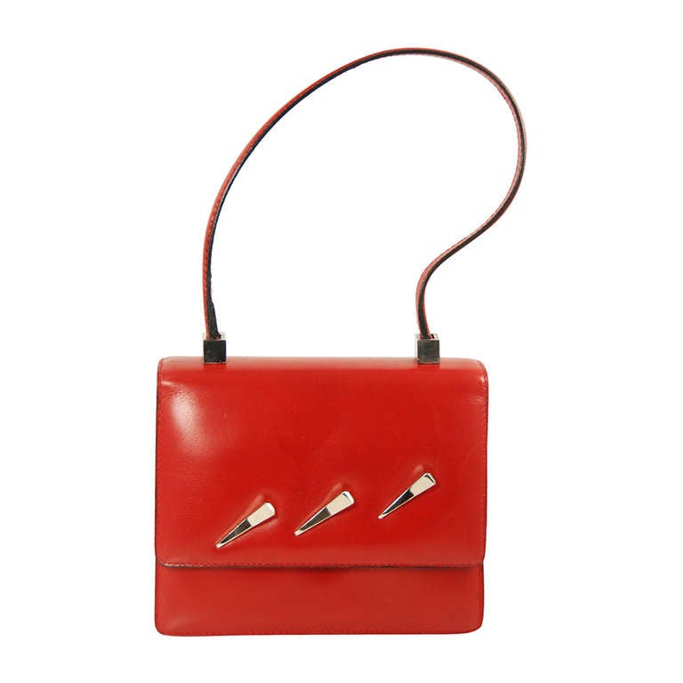 1960s Pierre Cardin Red Leather Handbag