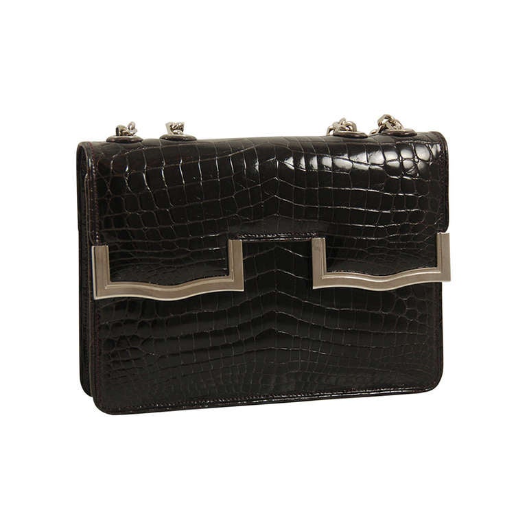 Leiber Dark Brown Alligator Bag