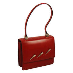 Retro Early Pierre Cardin Red Leather Handbag