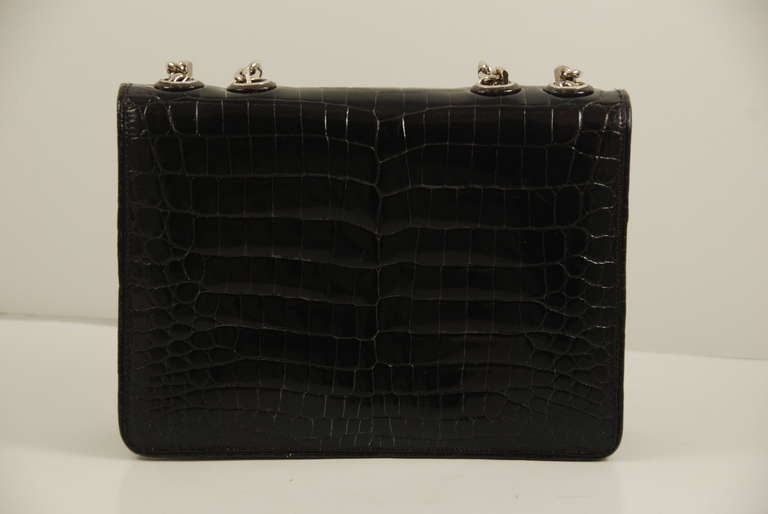 Leiber Dark Brown Alligator Bag In Excellent Condition In New York, NY