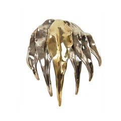 1980s Sterling Silver Very Large Claw Shoulder Pin