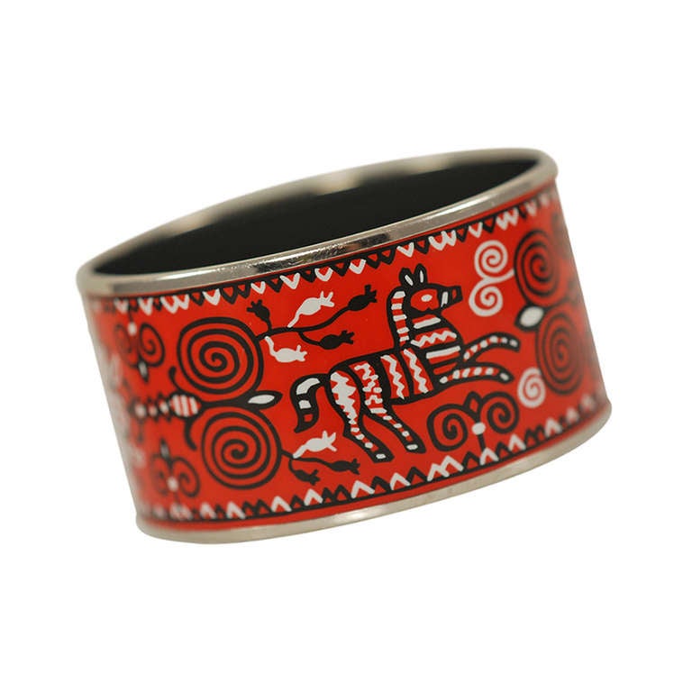 Wide Hermes Enamel Bracelet