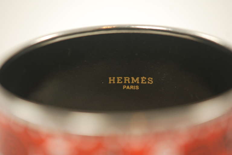 Wide Hermes Enamel Bracelet In Excellent Condition In New York, NY