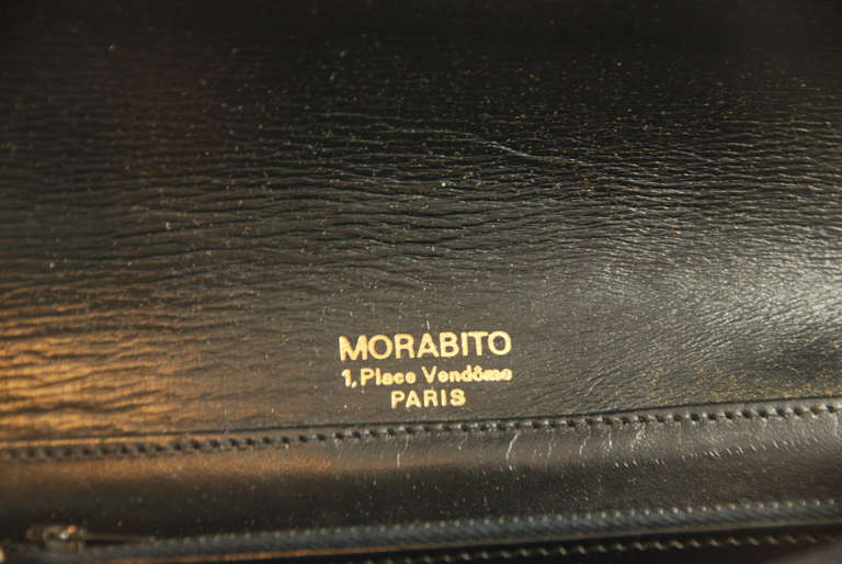 Vintage Morobito Black Leather Equestrian Themed Handbag For Sale 1