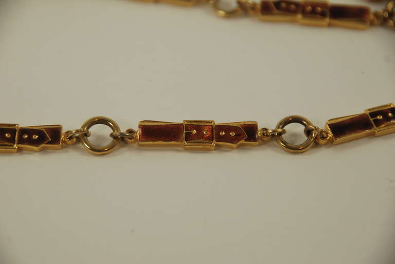 Brown Vintage Roberta di Camerino Enamel Link Belt For Sale