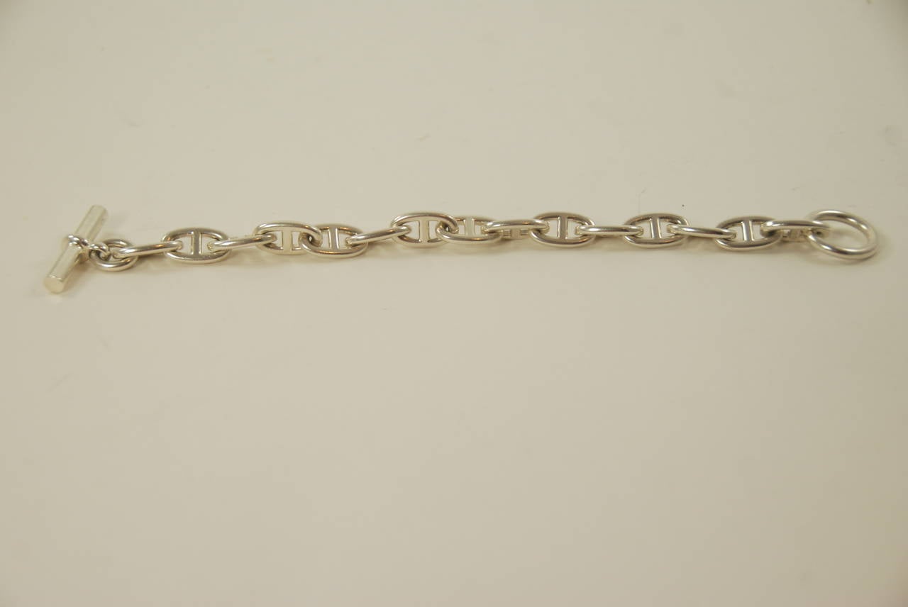 Contemporary Hermes Chaine d'Ancre Silver Bracelet TGM Size
