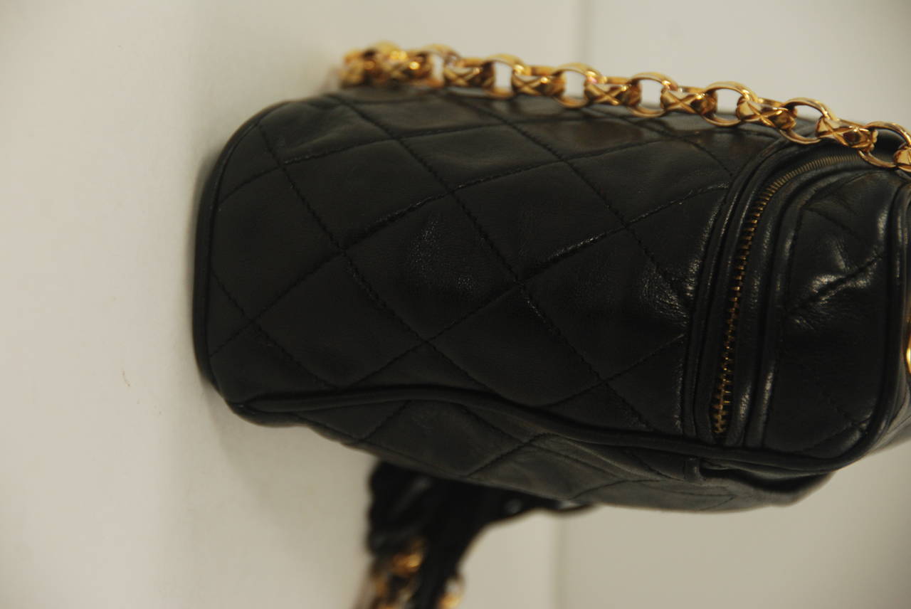 Vintage 1980s Chanel Black Quilted Shoulder Bag 1