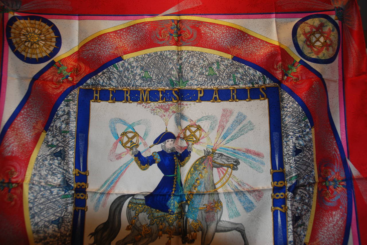 1987 Hermes Scarf Feux D'Artifice 150 Anniversary Commemorative In New Condition In New York, NY