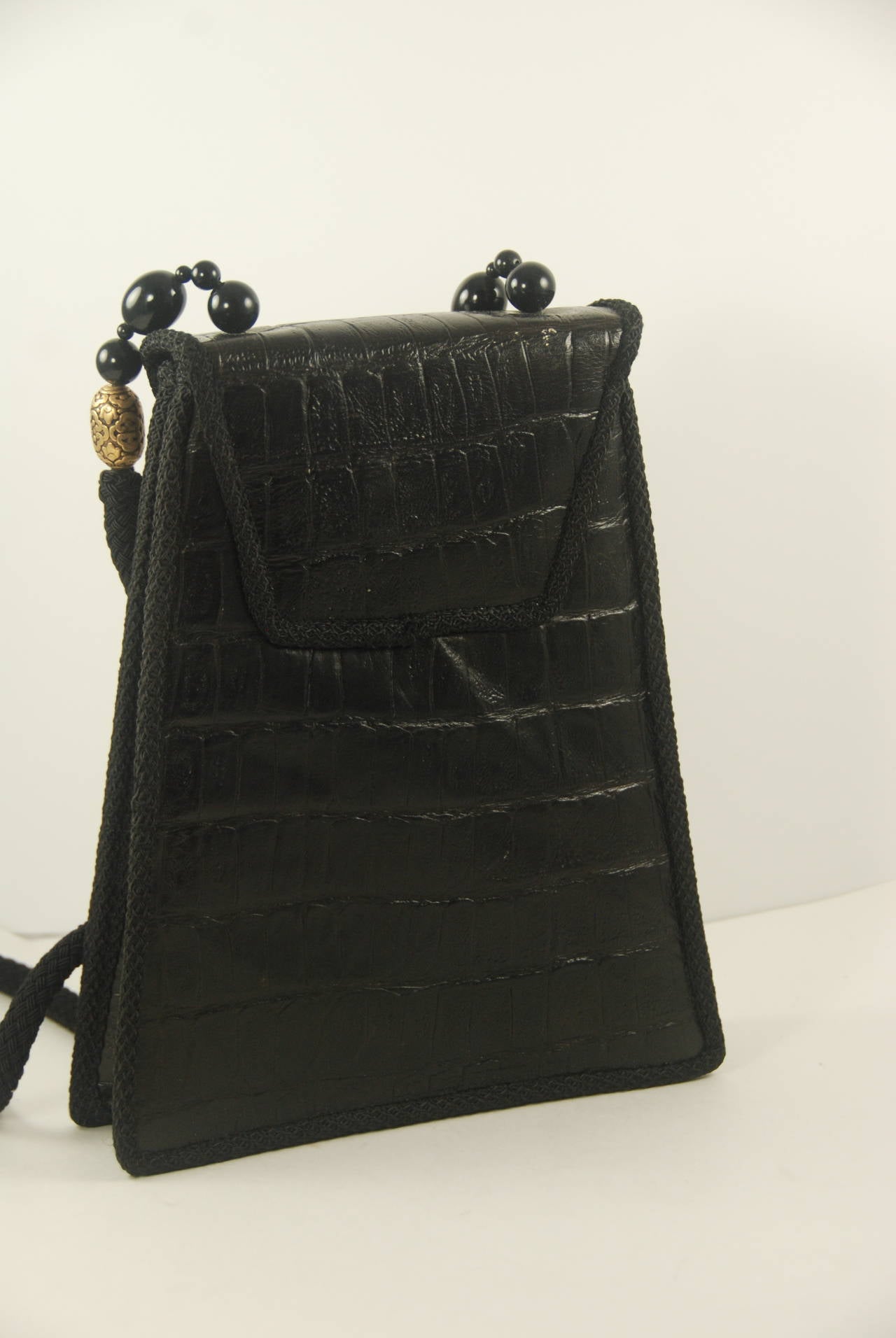 Vintage Rafael Sanchez Black Alligator Shoulder Bag For Sale 1