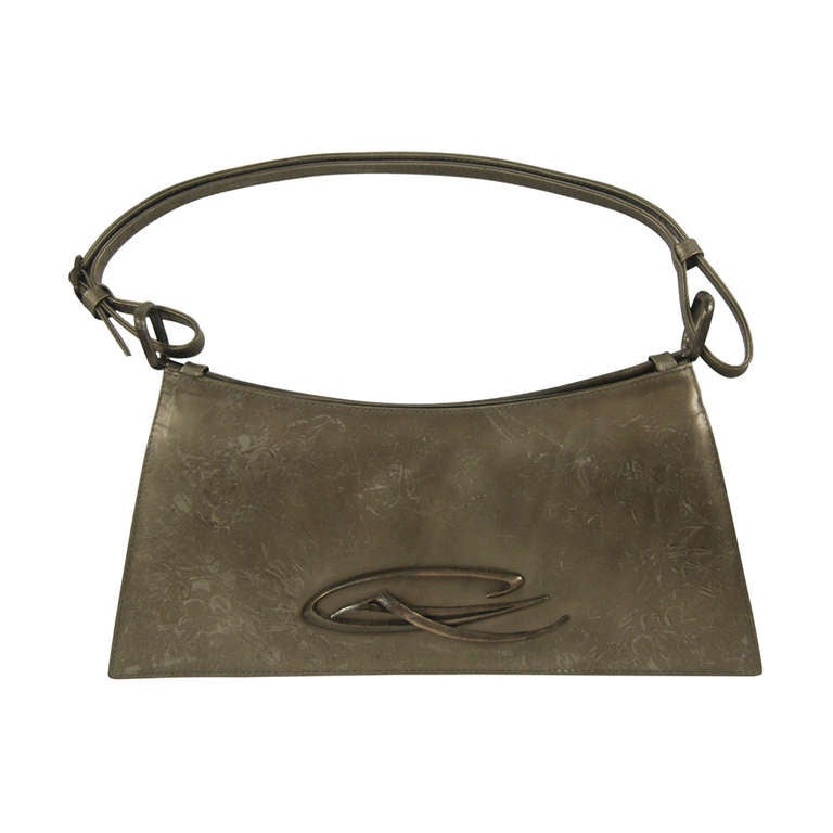 1990s Christian LaCroix Distressed Leather Handbag For Sale