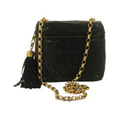 Vintage 1980s Chanel Black Quilted Shoulder Bag