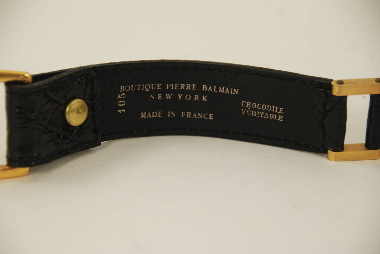 Unusual black crocodile belt by Balmain, it measures 105cm (42