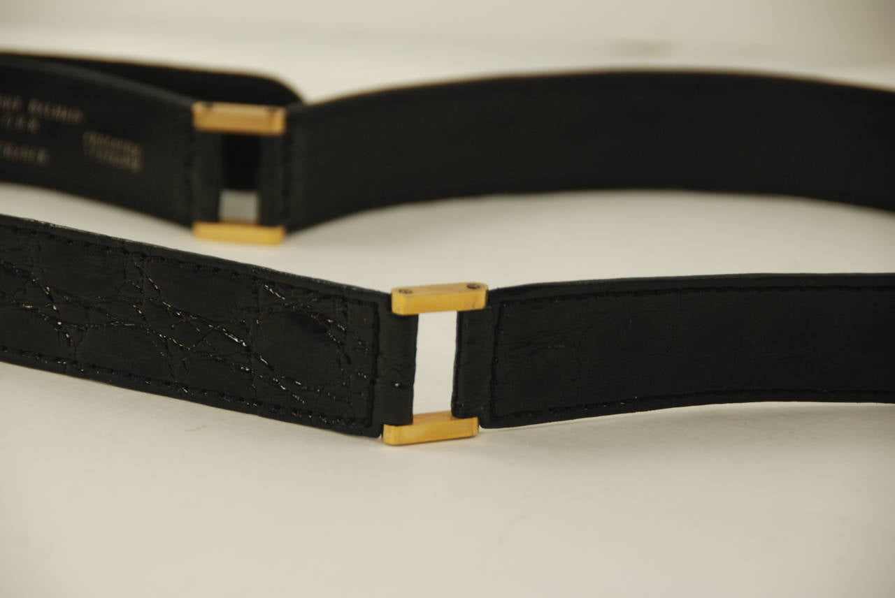 Black Crocodile Balmain Belt In Excellent Condition For Sale In New York, NY