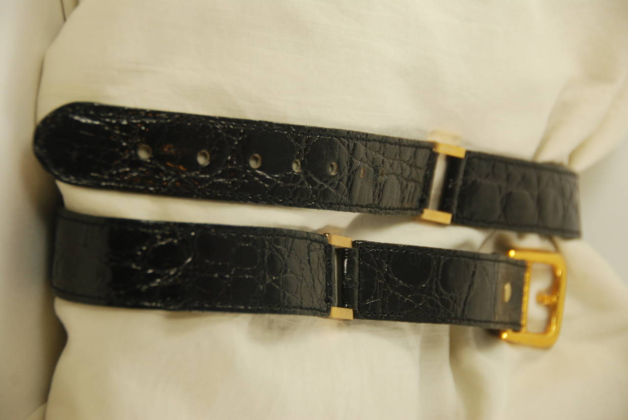 Women's or Men's Black Crocodile Balmain Belt For Sale