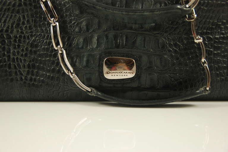 Donna Karan Large Gray Alligator Handbag In Excellent Condition In New York, NY
