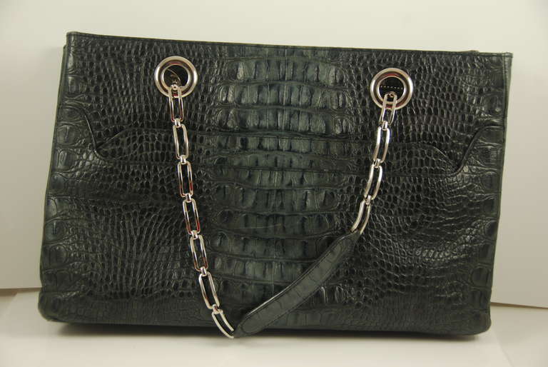 Women's Donna Karan Large Gray Alligator Handbag