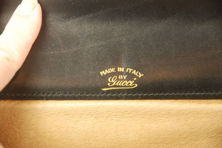 1970s Gucci Attache/Briefcase in Monogram Canvas and Navy Blue Leather In Excellent Condition In New York, NY