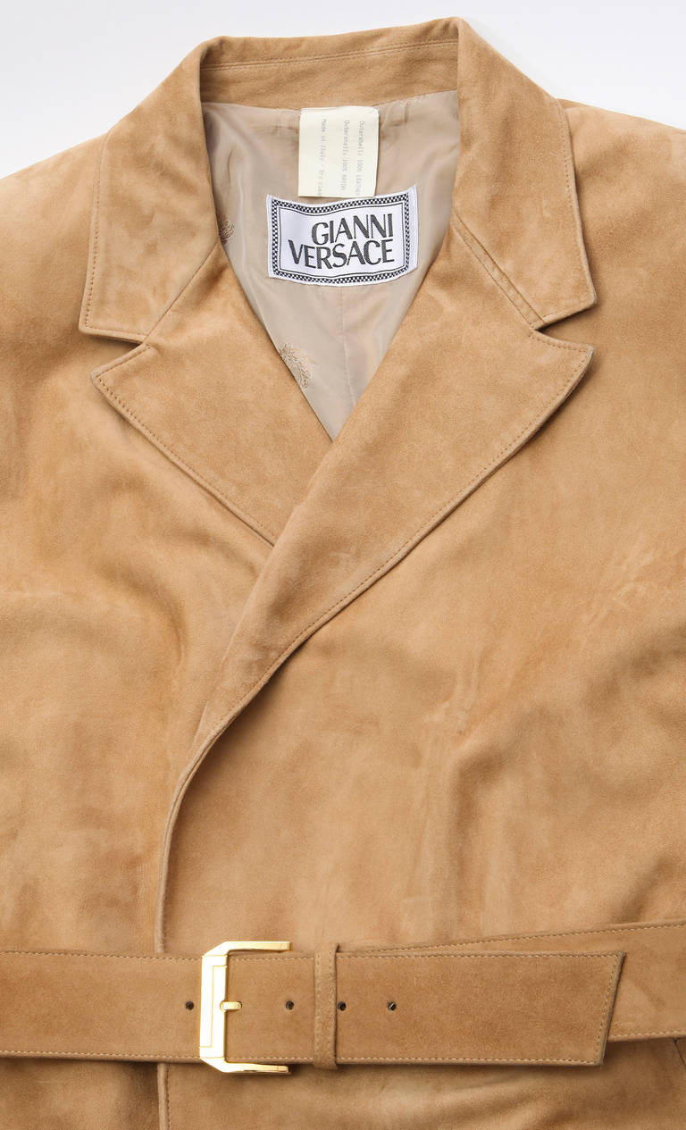 Men's Contemporary Gianni Versace Tan Duster Coat