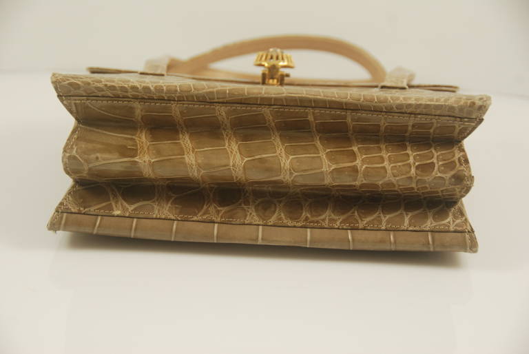 1960s Saks Fifth Ave. Mocha Crocodile Handbag 1