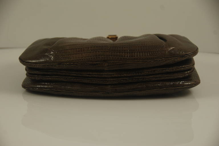 1980s Judith Leiber Mocha Karung Clutch In Excellent Condition In New York, NY