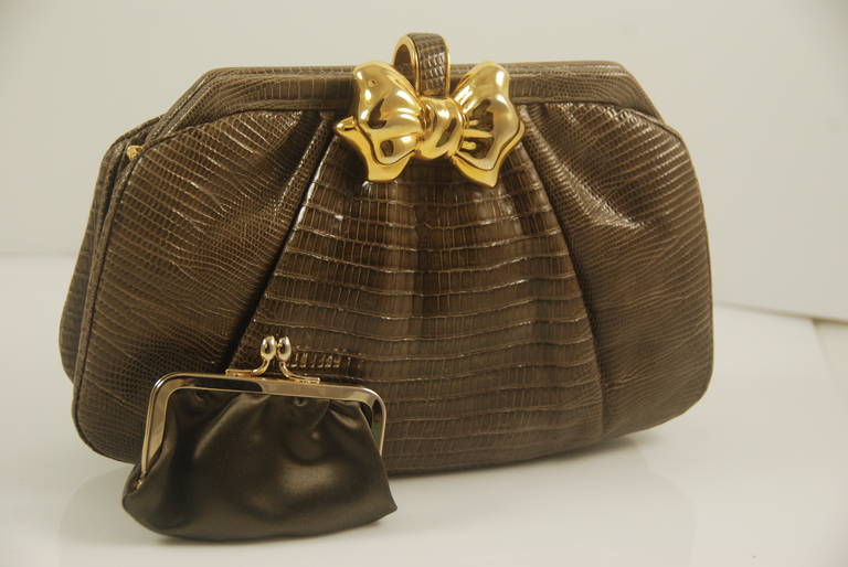 1980s Judith Leiber Mocha Karung Clutch 1