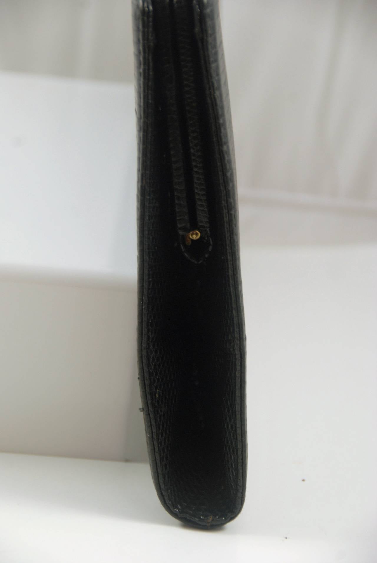 Women's Vintage Bottega Veneta Black Lizard Clutch For Sale