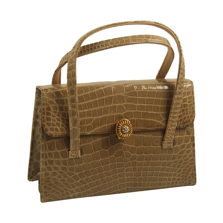 1960s Saks Fifth Ave. Mocha Crocodile Handbag