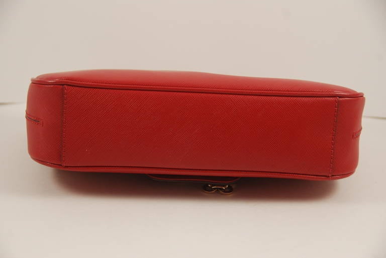 Women's Contemporary Ferragamo Red Textured Calfskin Flap Bag