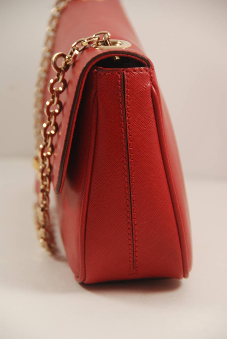 Contemporary Ferragamo Red Textured Calfskin Flap Bag 1