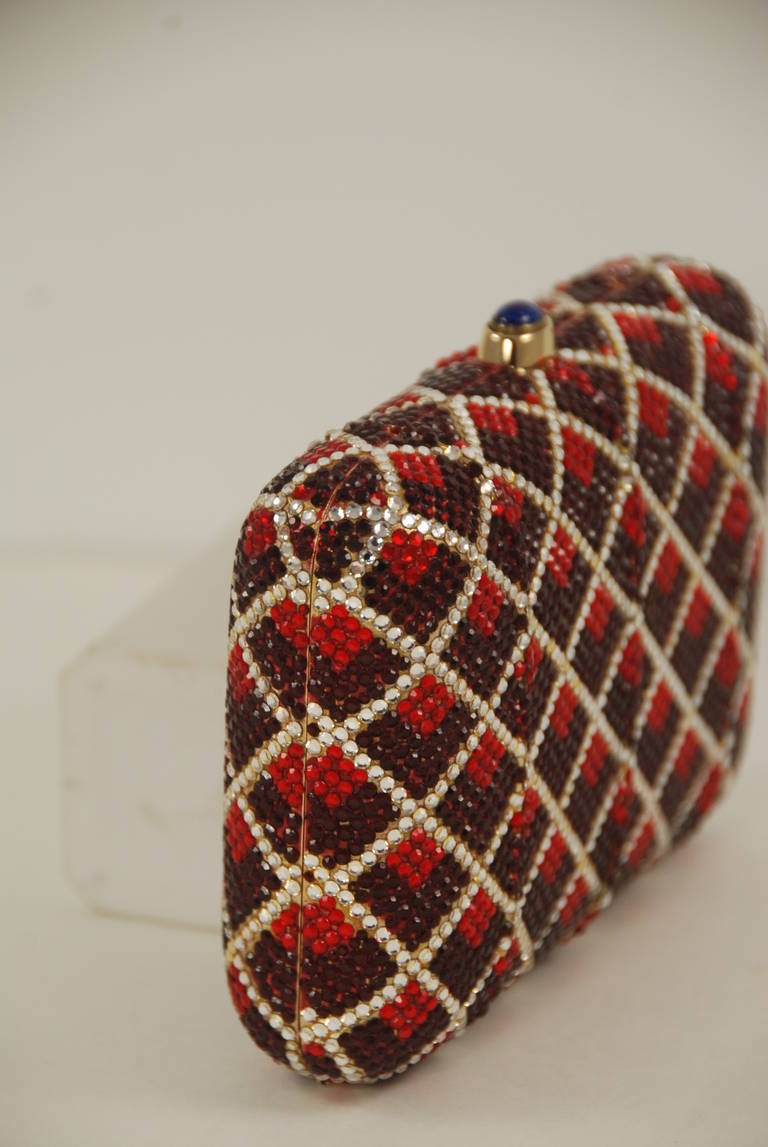 1980s Judith Leiber Minudiere in Shades of Red and Clear Rhinestones In Excellent Condition For Sale In New York, NY