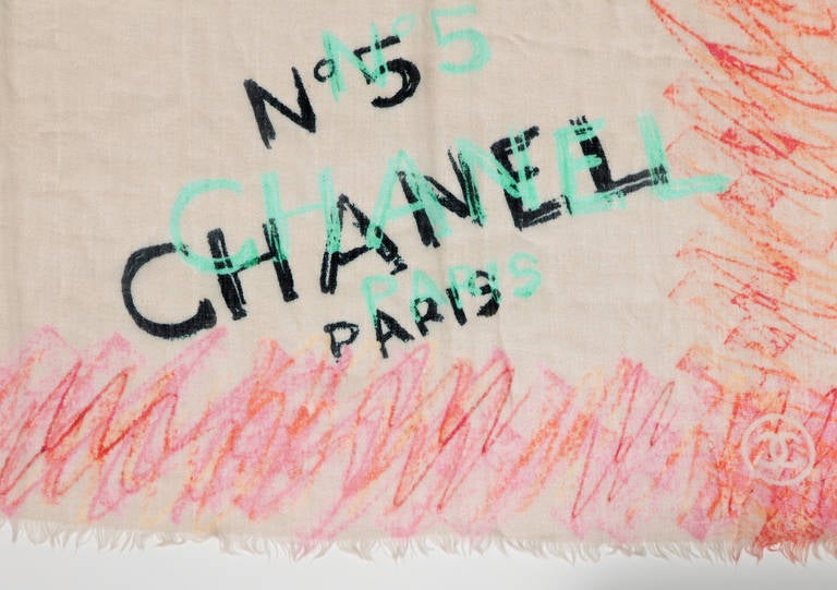 Women's 2010s Chanel Chalis Grafitti Extra Large Scarf/Shawl