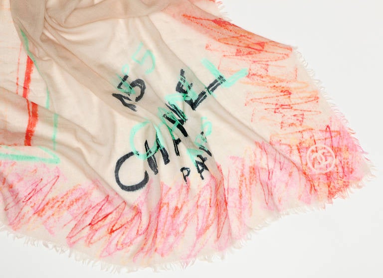 2010s Chanel Chalis Grafitti Extra Large Scarf/Shawl 2