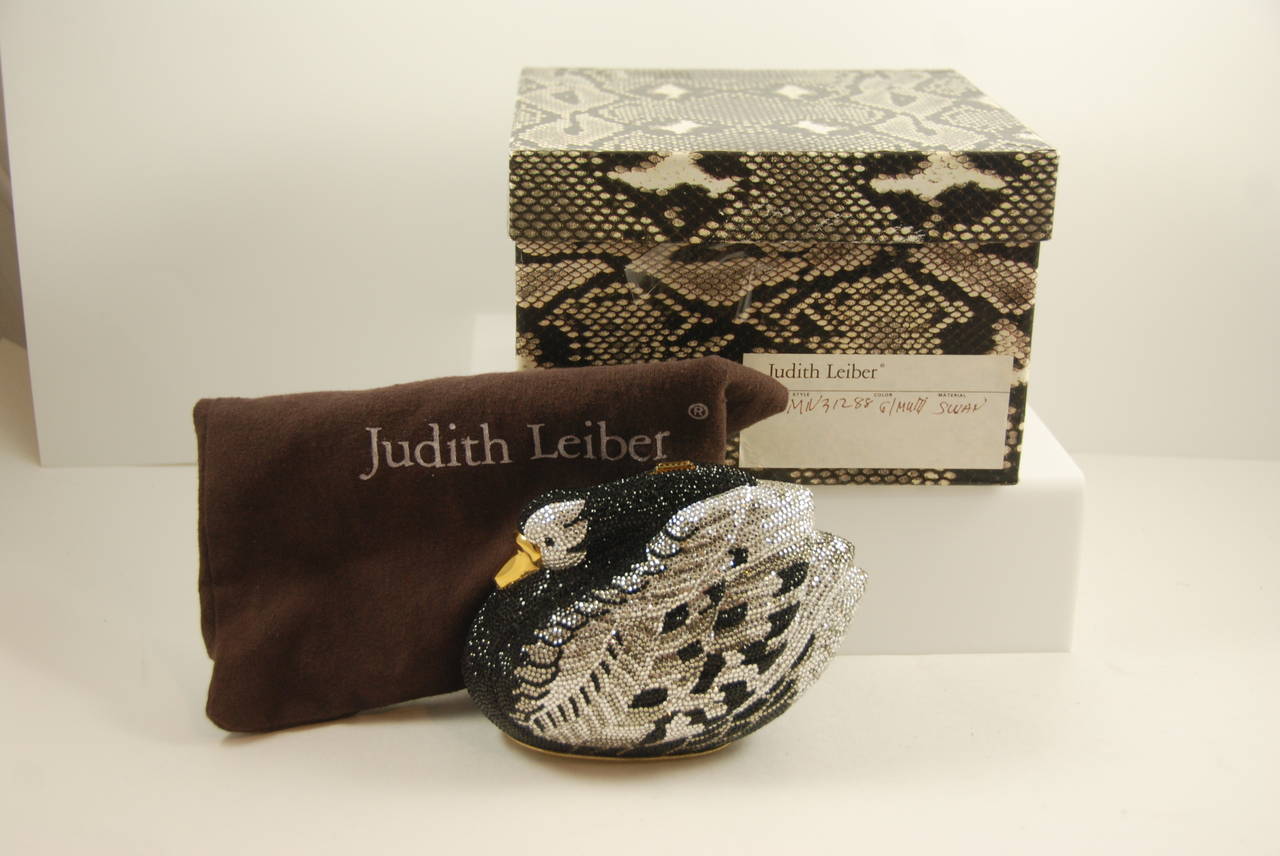 1990s Judith Leiber Full Bead Swan Minaudiere 1