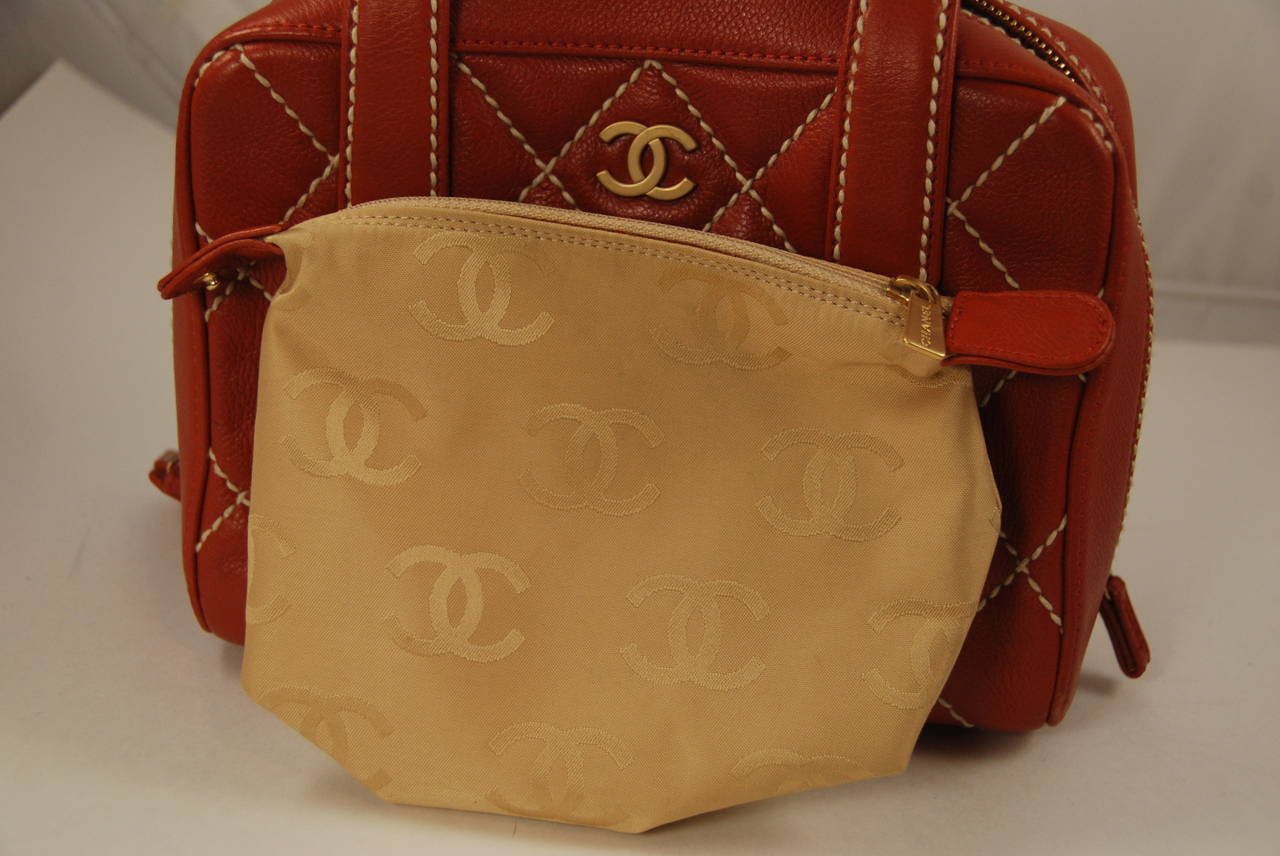 Women's Chanel Dark Tan Caviar Leather Quilted Top Handle Handbag For Sale