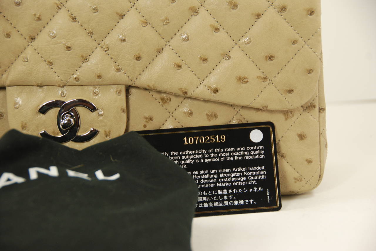 Rare Chanel Ostrich Jumbo Flap Bag 2