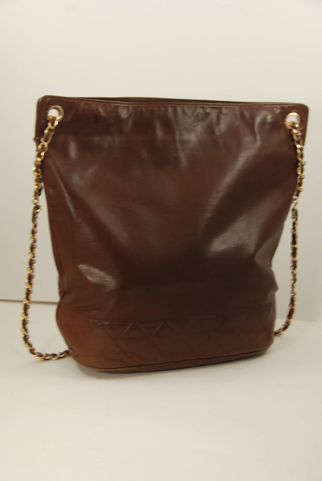 1970s Brown Lambskin Chanel Tote In Good Condition In New York, NY