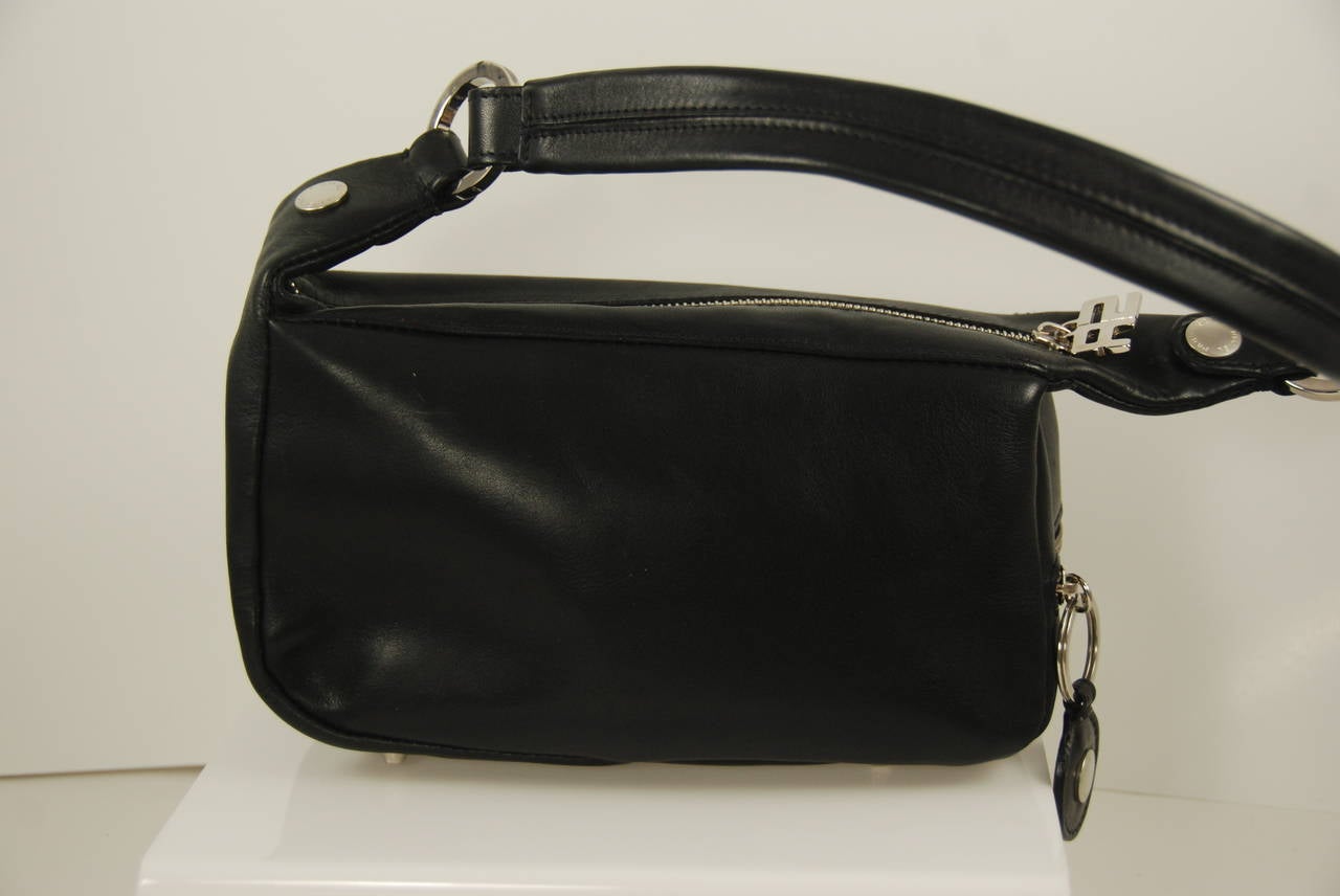 Sonia Rykiel Black Leather Shoulder Bag In Excellent Condition For Sale In New York, NY