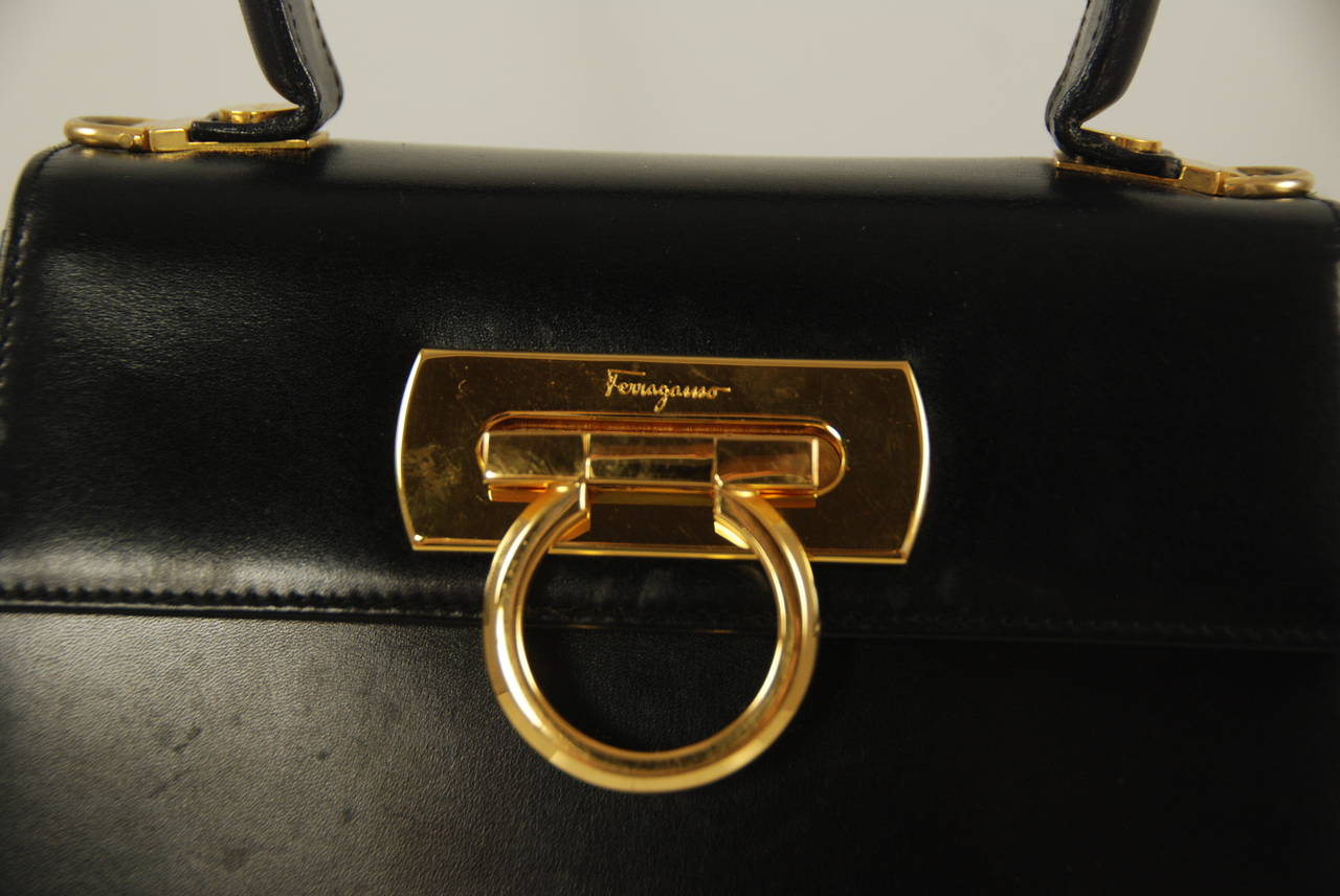 Women's Classic Black Leather Ferragamo Handbag