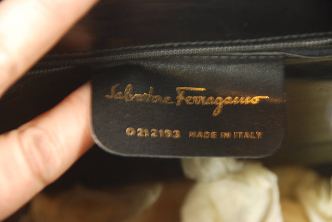 Classic Black Leather Ferragamo Handbag 2