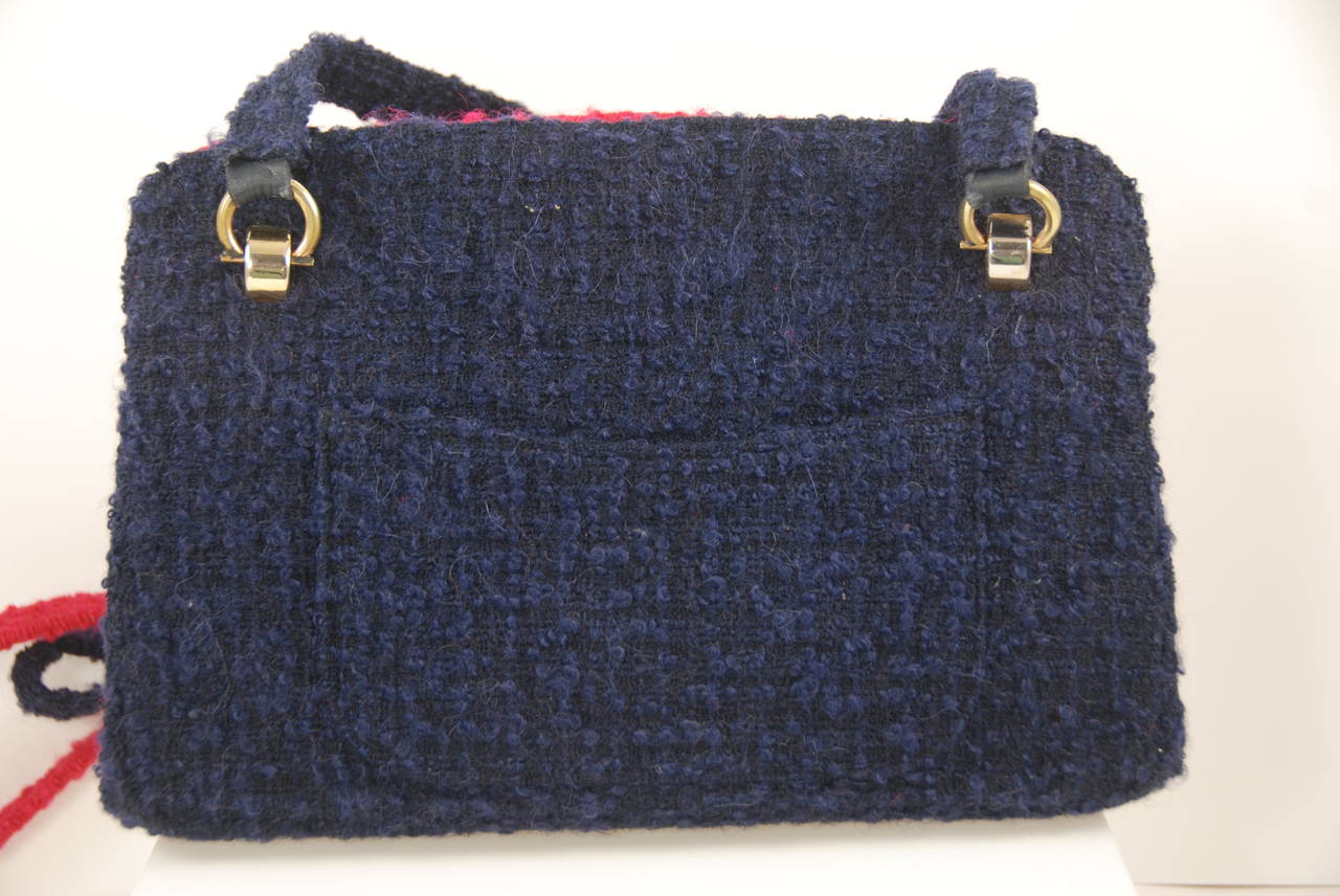 Women's 1970s Chanel Red & Blue Shoulder Bag
