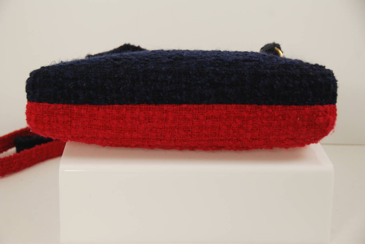 1970s Chanel Red & Blue Shoulder Bag 1