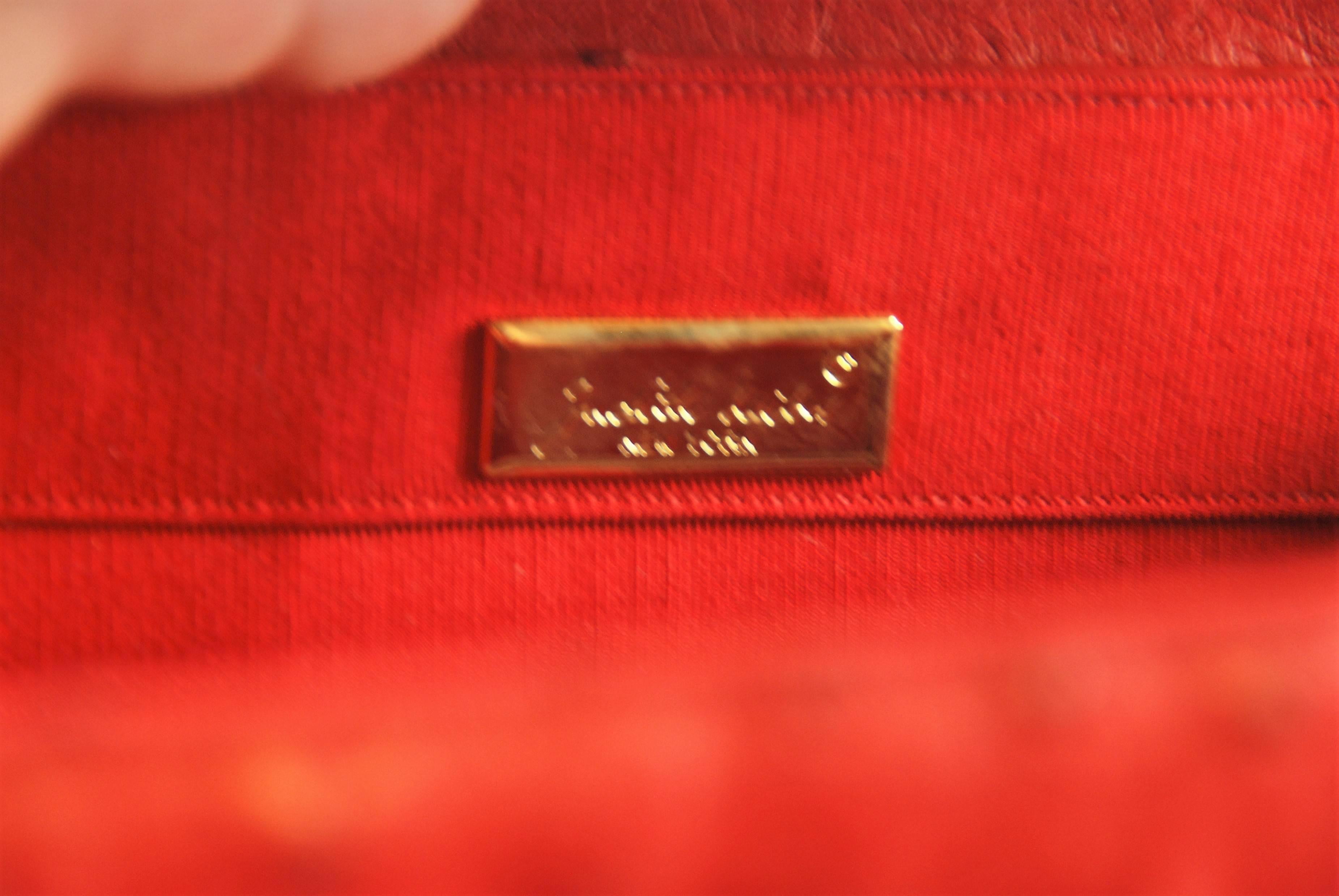 19802 Geranium Red Judith Leiber Ostrich Shoulder Bag For Sale 1