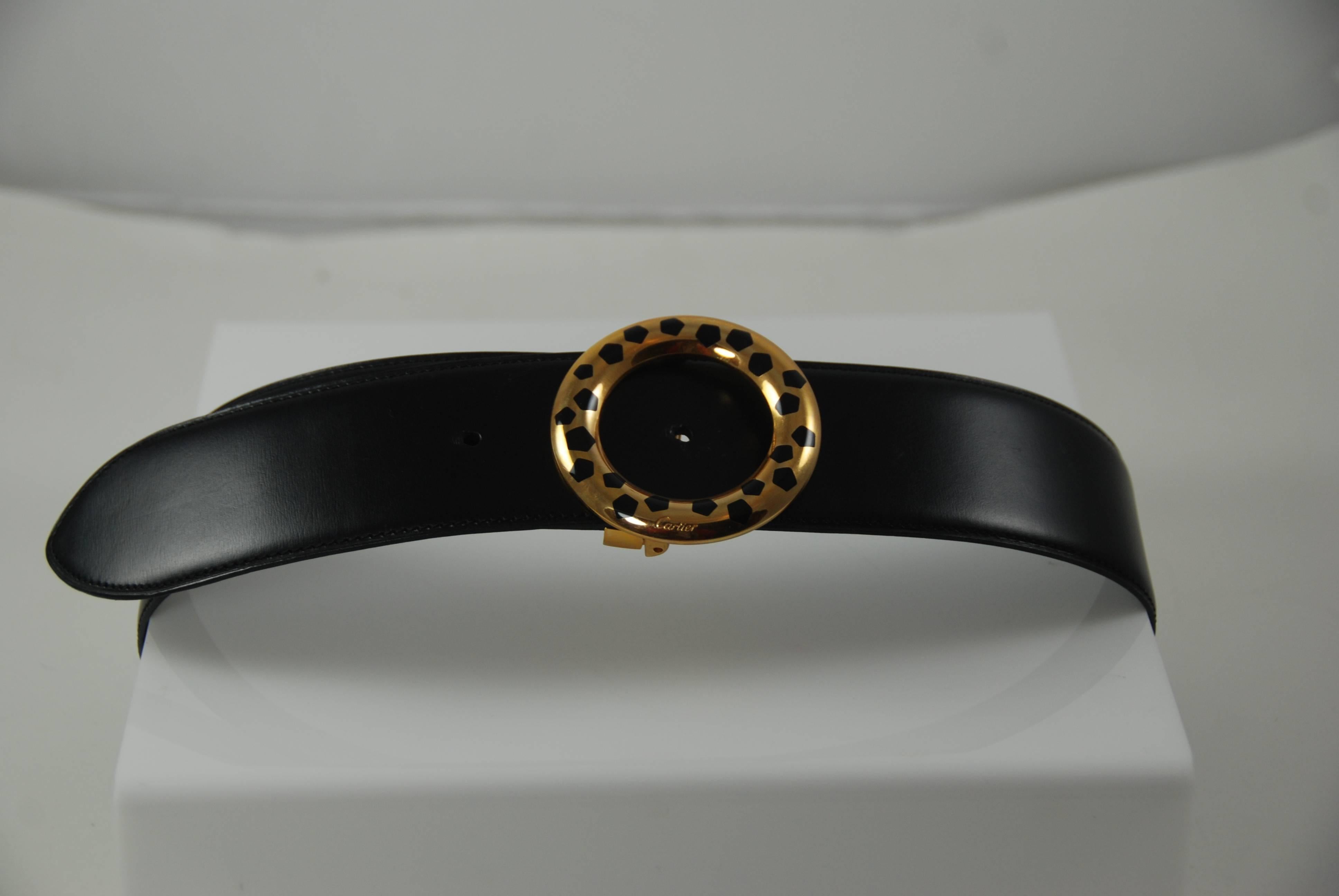 Cartier Black Belt Paris In Excellent Condition For Sale In New York, NY
