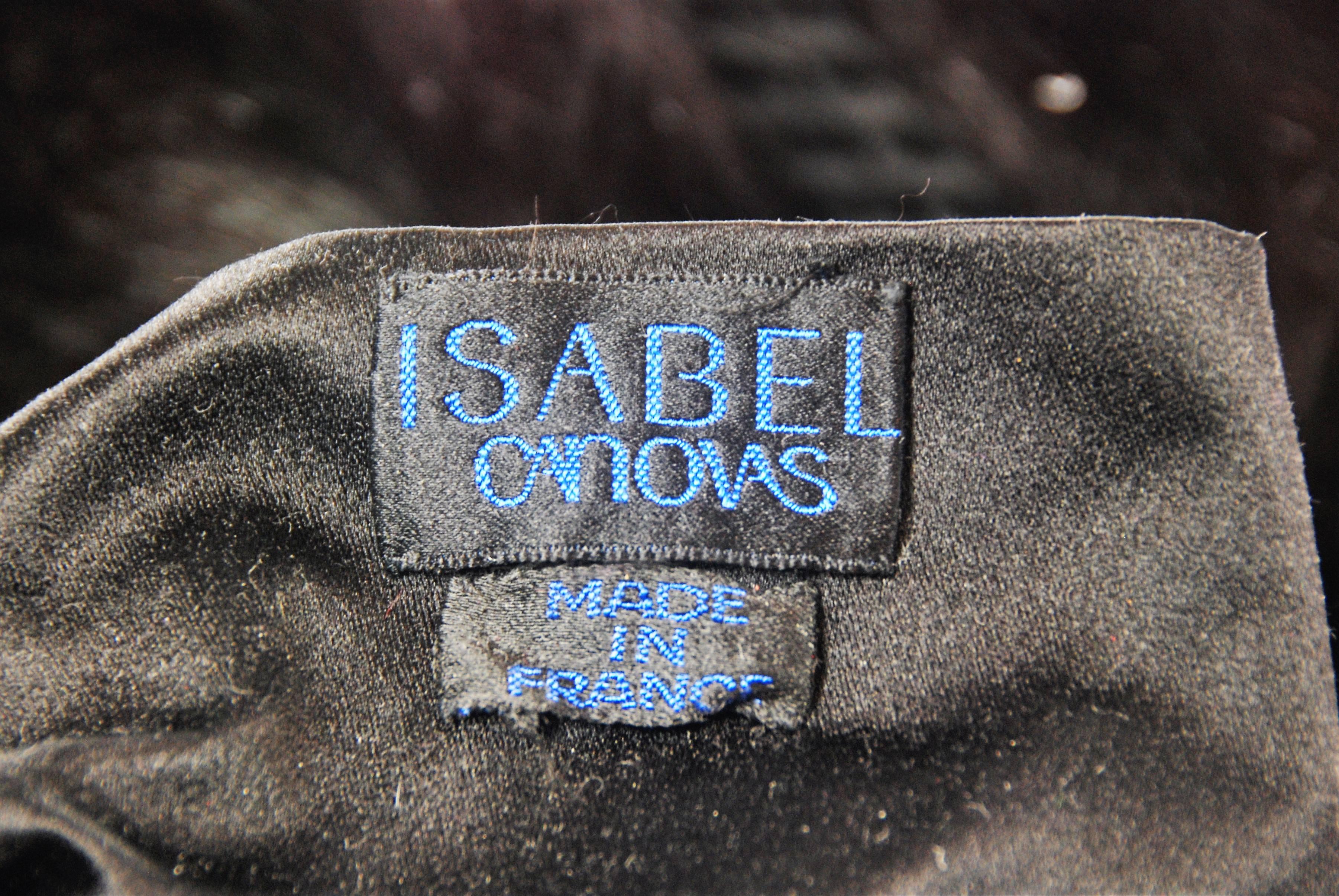 Black Vintage Isabel Canovas Shoulder Bag with Fur Trim For Sale