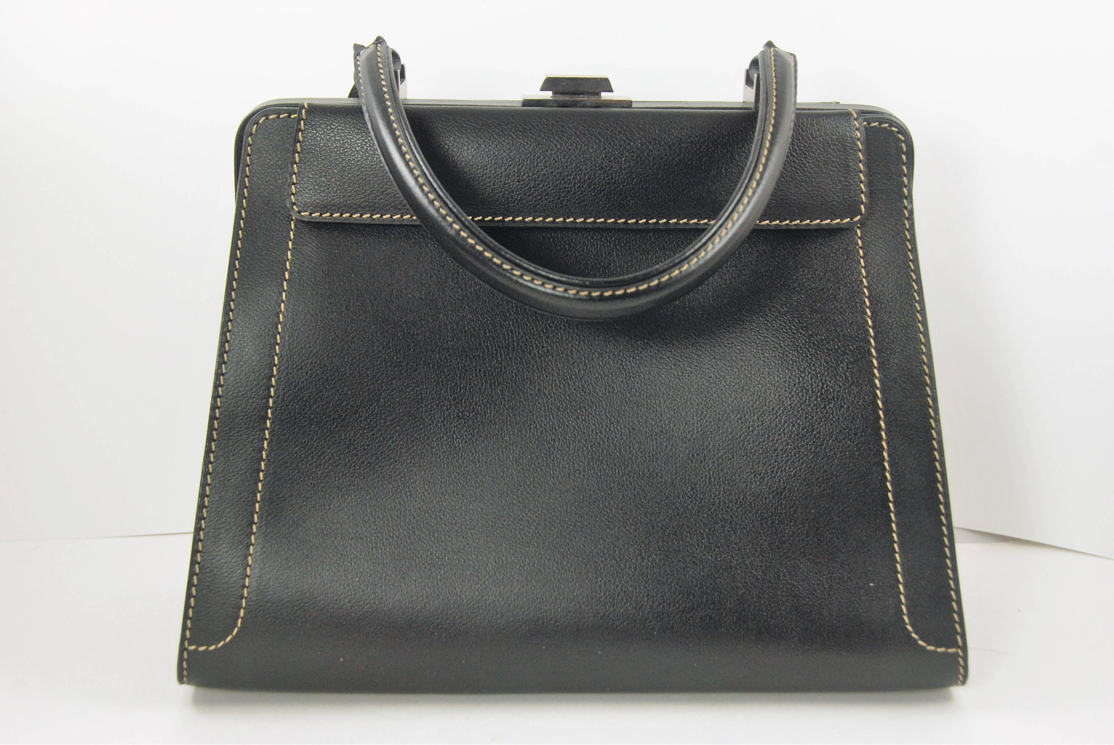 Delvaux Black Leather Illusion Bag with Optional Broadtail Cover In Excellent Condition In New York, NY